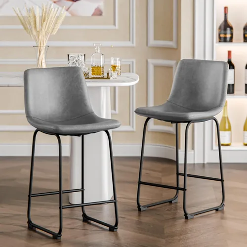 Vista 20 de YaFiti - Juego de 2 sillas de comedor de 18 pulgadas, sillas modernas tapizadas para comedor con cojines de piel sintética y patas de metal, silla