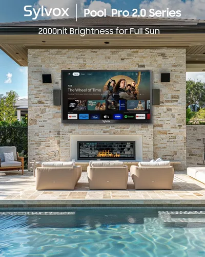 Vista 2 de SYLVOX Televisor de 43" Full Sun para exteriores con cubierta 600D, 2000 nits, IP56, 4K
