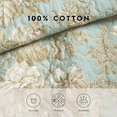Vista 8 de Juego de colchas reversibles Brompton Serene de Laura Ashley, Algodón, Serene, gemelo