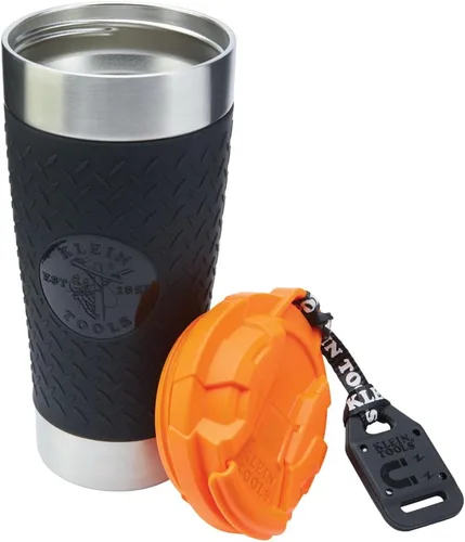 Vista 10 de Klein Tools 55580 - Vaso de acero inoxidable con tapa abatible, taza de vacío de doble pared de 20 oz para comerciantes, con funda antideslizante
