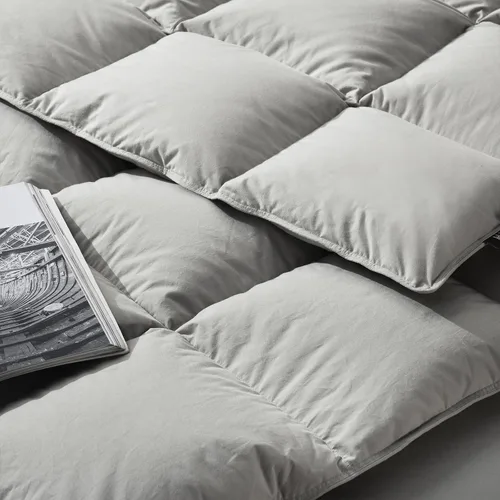 Vista 5 de Edredón de plumas tamaño Queen, funda de edredón pesada gris escarcha, lujosos edredones de cama de hotel con funda de algodón 100% agradable a