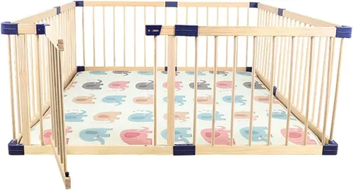 Vista 10 de Jolan Corralito de madera para bebés, valla de bebé con puerta, parque infantil plegable de seguridad, valla para gatear para interiores
