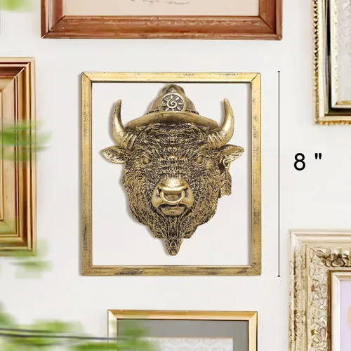 Vista 3 de Newinhome Decoración de pared de cabezas de animales (incluye marco de metal) esculturas de animales de resina, decoración para colgar en la pared