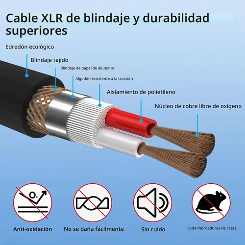 Vista 4 de CERRXIAN Cable en espiral de micrófono XLR, macho a hembra, cable X-L-R equilibrado de 8 pies, cables de micrófono de cobre sin oxígeno, cables