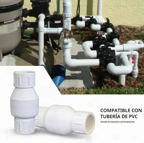 Vista 6 de Midline Valve Válvula de retención en línea del PVC 4I2U100 para la prevención del reflujo; 1" FIP; Plástico blanco