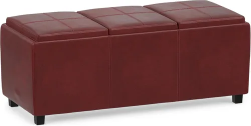Vista 18 de SIMPLIHOME Avalon - Otomana de almacenamiento, otomana rectangular tapizada de cuero vegano de 42 pulgadas de ancho en color negro carbón, mesa