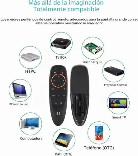 Vista 6 de BL Control remoto de mouse de aire, control remoto por voz 2.4G RF inalámbrico con giroscopio de 6 ejes IR aprendizaje, USB Air Mouse remoto