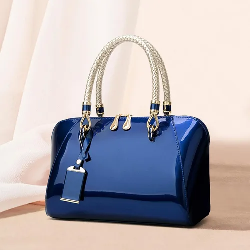 Vista 3 de NICOLE & DORIS Bolsos de mano para mujer, bolsos de mano de charol con asa superior, elegantes bolsos de noche, bolsos de hombro pequeños