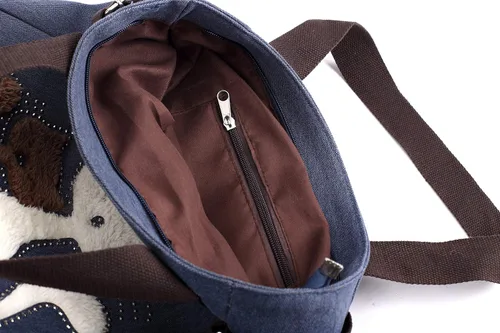 Vista 5 de KAUKKO Women Canvas Handbag Shoulder Bag Cat Big Tote Bag