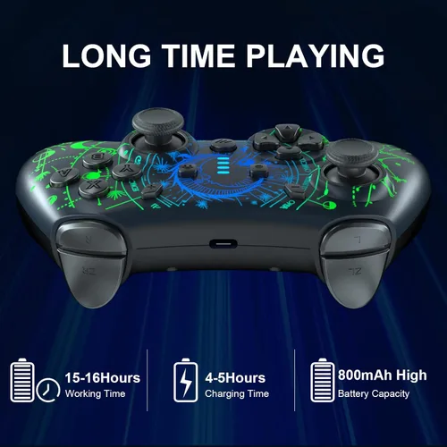 Vista 8 de PowerLead Controlador inalámbrico Switch Pro para PC, iPhone, Android, tableta, Switch LiteSwitch OLED - Controlador de juego de horóscopo con luz