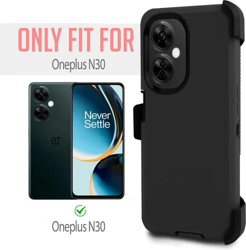 Vista 4 de Jackpotwireless - Funda para OnePlus Nord N30 5G, de cuerpo completo, resistente, de doble capa, a prueba de golpes, con soporte y protector de Negro