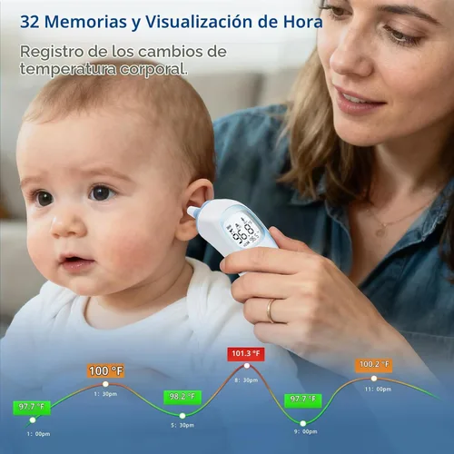 Vista 5 de Berrcom Termómetro digital de oído con punta térmica para todas las edades Azul