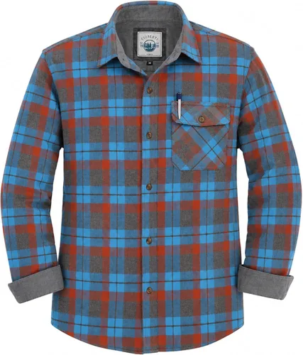 Vista 31 de Gioberti - Camisa a cuadros de franela cepillada de 100% algodón para hombre con contraste de pana Carbón vegetal