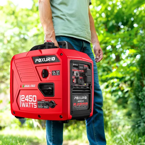 Vista 6 de Generador inversor de combustible dual de 2450 vatios para uso doméstico, tanque de combustible grande de 1.6 galones hasta 8.3 horas de uso