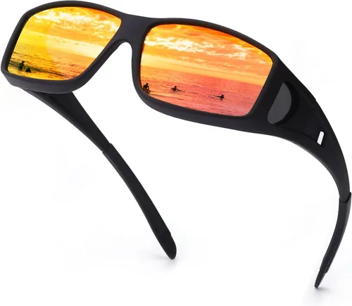 Vista 11 de IGnaef Fit Over Glasses Sunglasses for Men Women C01 Azul Azul Espejo