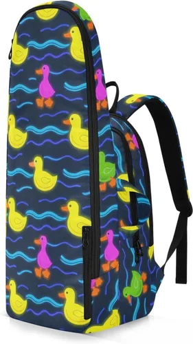 Vista 2 de Women Men Tennis Backpack Cute Sturdy Cute Animal Colorful Fluorescent Duckling 2 Rackets Padded Tennis Bag Gym Bag for Women, Men, Teenagers Tenis