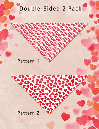 Vista 4 de XOXO - Pañuelos para el día de la madre, pañuelo para perro con corazón rojo, 2 unidades (02)