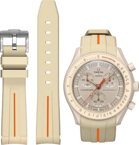 Vista 25 de Correas para reloj Moonswatch, correa de goma curvada sin huecos compatible con reloj Omega X Swatch Moonswatch Speedmaster/Rolex/SEIKO de 20mm