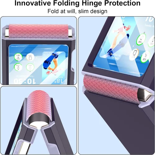 Vista 2 de Funda diseñada para Galaxy Z Flip 5 con protección de bisagra para Samsung Flip 5, resistente a prueba de golpes, funda protectora de cuerpo