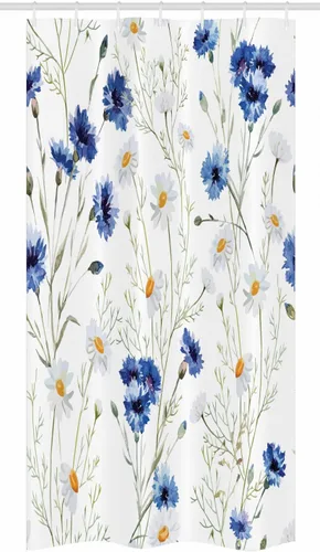 Vista 3 de Ambesonne Cortina de ducha con diseño de flores de acuarela, flores silvestres y acianos, flores de margaritas, brotes de flores, juego