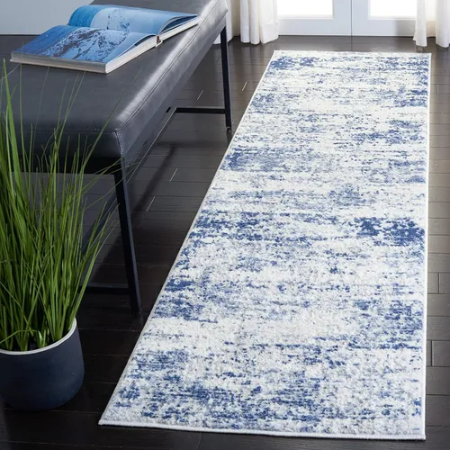 Vista 53 de SAFAVIEH Amelia Collection ALA700A - Alfombra decorativa de 2'2" x 4', diseño moderno abstracto, color marfil y azul, no desprende pelusa y de fácil