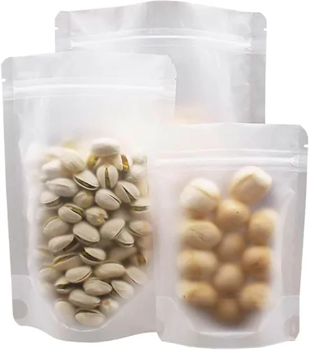 Vista 9 de Paquete de 100 bolsas transparentes de pie con cremallera, bolsa de embalaje de alimentos de frutas secas, bolsa de sellado transparente a prueba