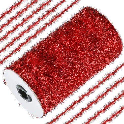 Vista 9 de Syhood Guirnalda de oropel de Navidad de 210 pies con purpurina fina, guirnalda metálica de oropel para festividades, decoración para árbol