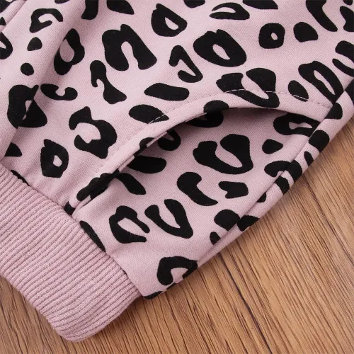Vista 7 de Ropa de otoño con estampado de leopardo y manga larga, cuello redondo, sudadera y pantalones, ropa casual de invierno