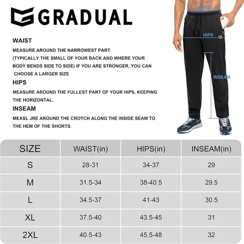 Vista 7 de G Gradual Pantalones deportivos para hombre con bolsillos con cremallera, pantalones deportivos cónicos para entrenamiento, correr, correr