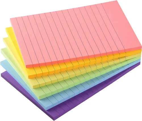 Vista 8 de Early Buy - Blocs de notas adhesivas con líneas 4x6, notas autoadhesivas de 6 colores brillantes, 6 blocs, 45 hojas/bloc