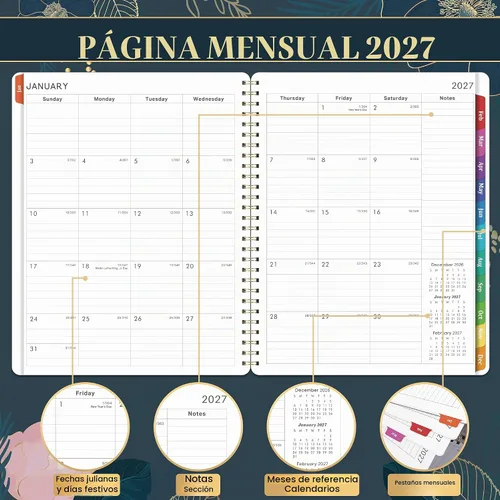 Vista 3 de Agenda 2027, semanal y mensual, enero a diciembre 2027, 8 x 10 pulgadas