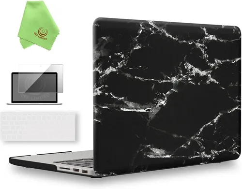 Vista 23 de UESWILL Funda rígida mate 3 en 1 compatible con MacBook Pro (Retina, 13 pulgadas, finales de 2012/2013/2014/principios de 2015), modelo A1425 / Negro