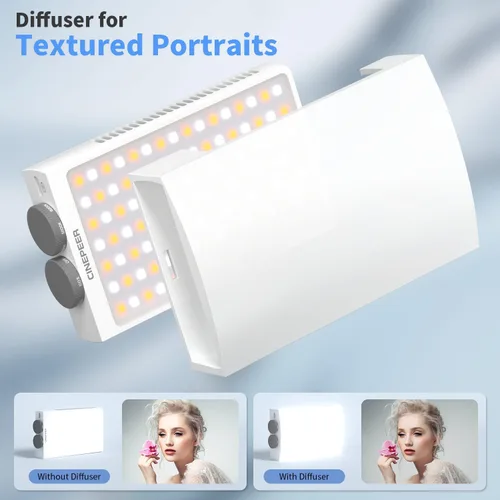 Vista 4 de ZHIYUN CINEPEER CM25 - Luz de video LED de 25 W, tamaño de bolsillo, mini portátil para fotógrafos, luz en cámara, regulable 2700K-6200K • CRI≥96 •