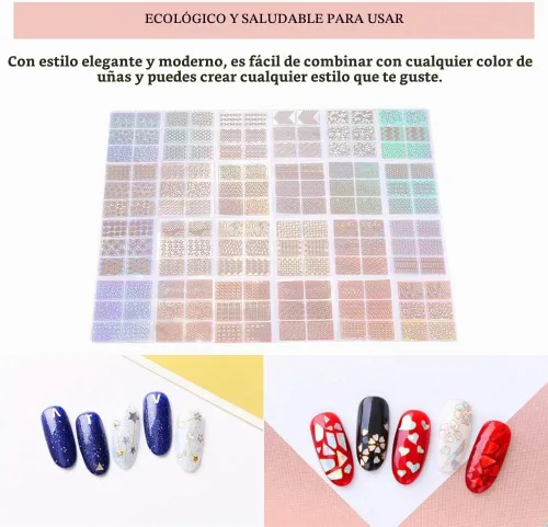 Vista 4 de Juego de 24 láminas de vinilos para uñas, calcomanías de uñas, herramienta de decoración de calcomanías de manicura con diseño de hojas
