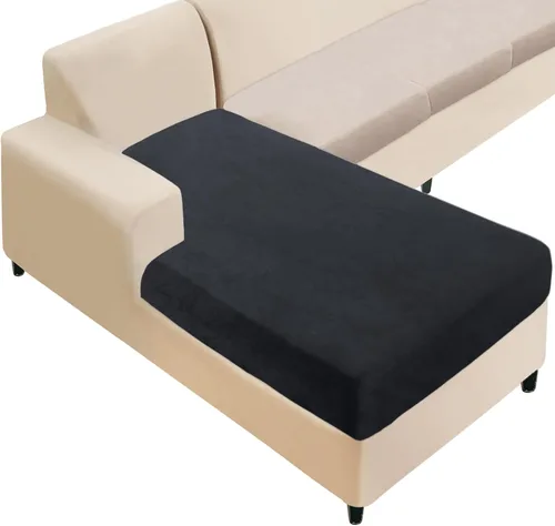 Vista 46 de NAISI Fundas de cojín de sofá de terciopelo elásticas de 1 pieza, fundas de asiento de sofá o respaldo, fundas suaves individuales para sofá Beige