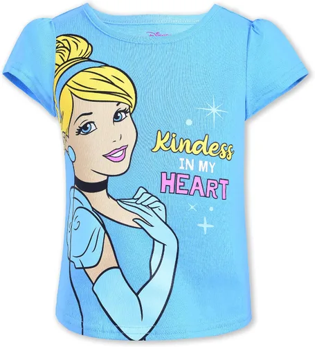 Vista 2 de Disney Paquete de 4 camisetas de manga corta para niña, Cenicienta, Bella, Rapunzel y Ariel
