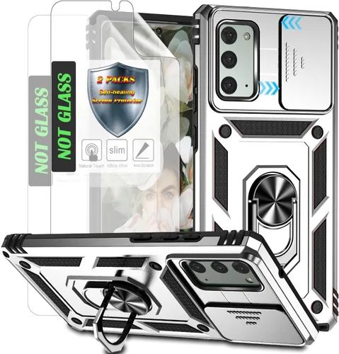 Vista 11 de Funda protectora para teléfono con cubierta deslizante para cámara, soporte de anillo magnético y 2 películas autorreparables Compatible