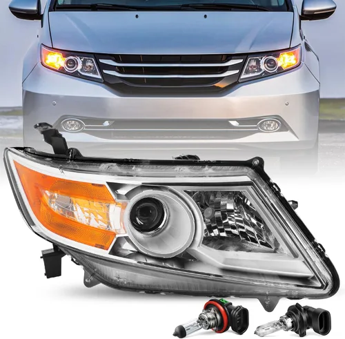 Vista 9 de JSBOYAT Conjunto de faros delanteros de repuesto para Honda Odyssey 2011-2017, estilo OE, carcasa negra, con reflector ámbar (L+R) Faros