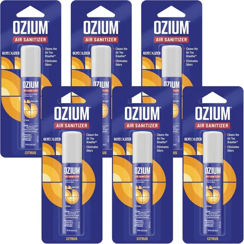 Vista 9 de Ozium Spray desinfectante de aire, eliminador de olores de habitación para el hogar, automóvil y oficina, negro carbón, lata de 0.8 onzas, paquete