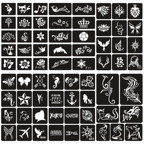 Vista 10 de Kotbs 6 hojas de plantillas temporales de tatuaje, 34 piezas de plantillas de tatuajes de henna con patrón de tótem de tigre y lobo, plantillas