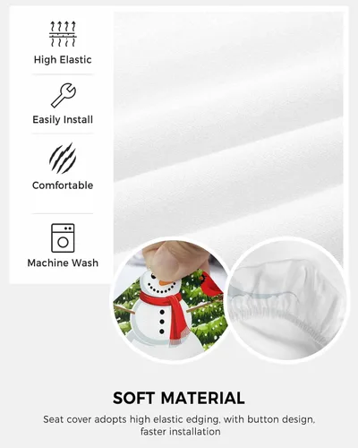 Vista 5 de Funda elástica para silla de oficina de muñeco de nieve de Navidad, funda de asiento para silla de computadora, funda para respaldo, cojín giratorio