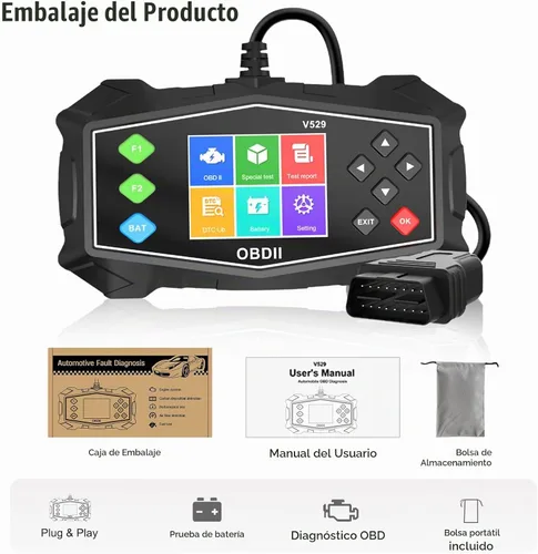 Vista 8 de Escáner OBD2 Lector de código de diagnóstico, luz de motor OBD II automotriz, probador de batería, modo 6, modo 8 y preparación I/M, herramienta