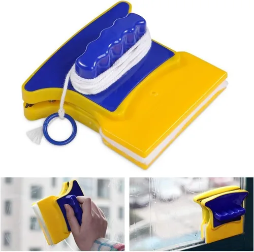 Vista 11 de Yosoo limpiaparabrisas magnético de doble cara con 2 trapos de algodón para limpiar vidrios, juego de esponja para limpiar el hogar