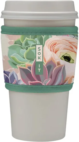 Vista 9 de Sok It HotSok Coffee & Tea - Funda de neopreno con aislamiento reutilizable (floral abstracto)