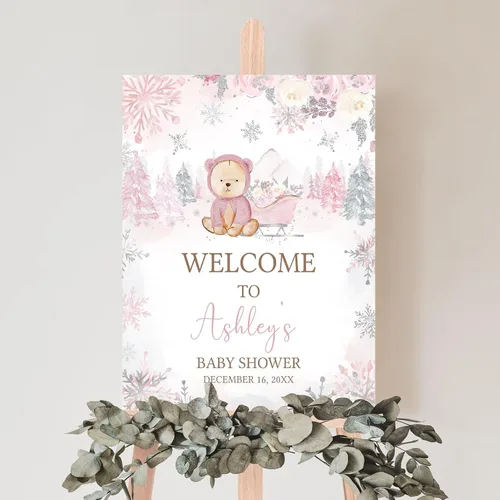 Vista 18 de Letrero de bienvenida personalizado para baby shower, Baby It's Cold Shower #8Tr