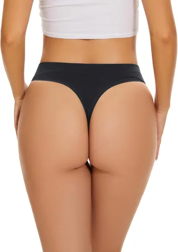 Vista 3 de voenxe High Waisted Seamless Women Underwear Thongs,High Rise No Show Ladies Thong,Breathable Comfortable Undies Tanga Panty