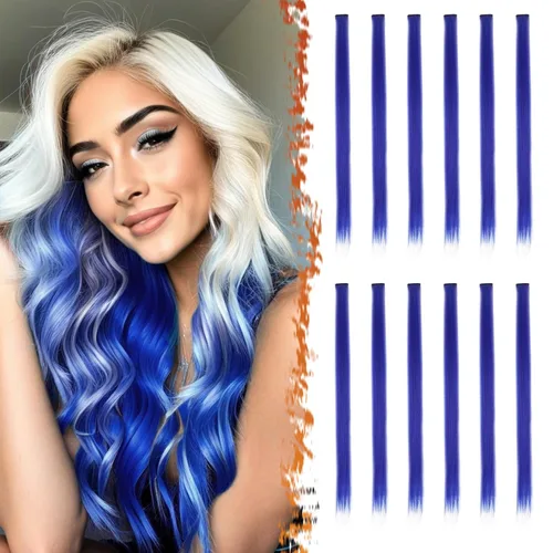 Vista 16 de BARSDAR Extensiones de cabello negro con clip, extensiones de cabello con clip de color para mujer, 22 pulgadas, 12 piezas, extensiones sintéticas