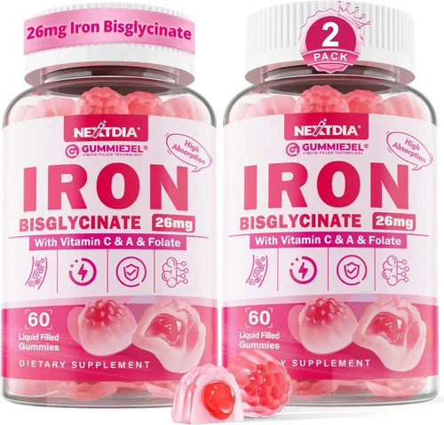 Vista 9 de Gomitas de hierro para mujeres y hombres, gomitas de bisglicinato de hierro de 26 mg, más vitamina C, folato, raíz de remolacha, B12 y zinc