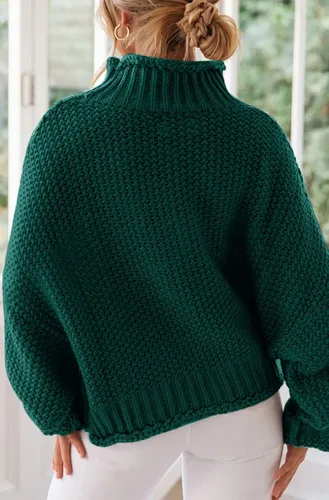 Vista 3 de ZESICA Women's 2024 Turtleneck Batwing Sleeve Loose Oversized Chunky Knitted Pullover Sweater Jumper Tops