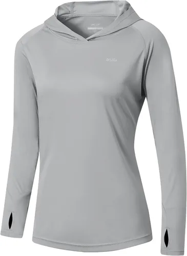 Vista 16 de Willit - Sudadera con capucha y protección solar FPU 50+ para mujer, camiseta de manga larga con FPS, ligera, para exteriores, senderismo, pesca